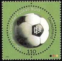 timbre rond émis en 2000 : Centenaire de Fédération allemande de football, Allemagne