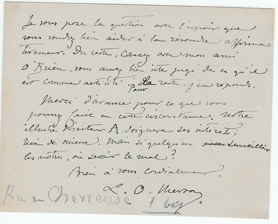 lettre de Luc-Olivier Merson, verso