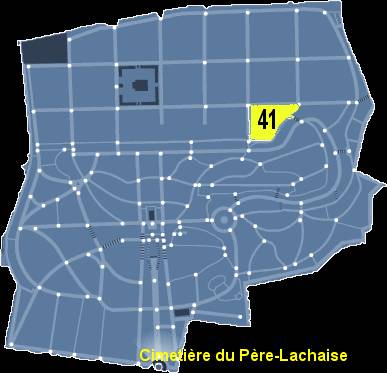 Situation de la tombe de Luc-Olivier Merson au Pre-Lachaise (Secteur 41)